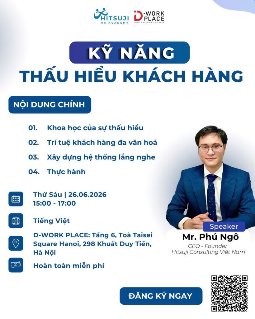UPCOMING WORKSHOP: KỸ NĂNG THẤU HIỂU KHÁCH HÀNG